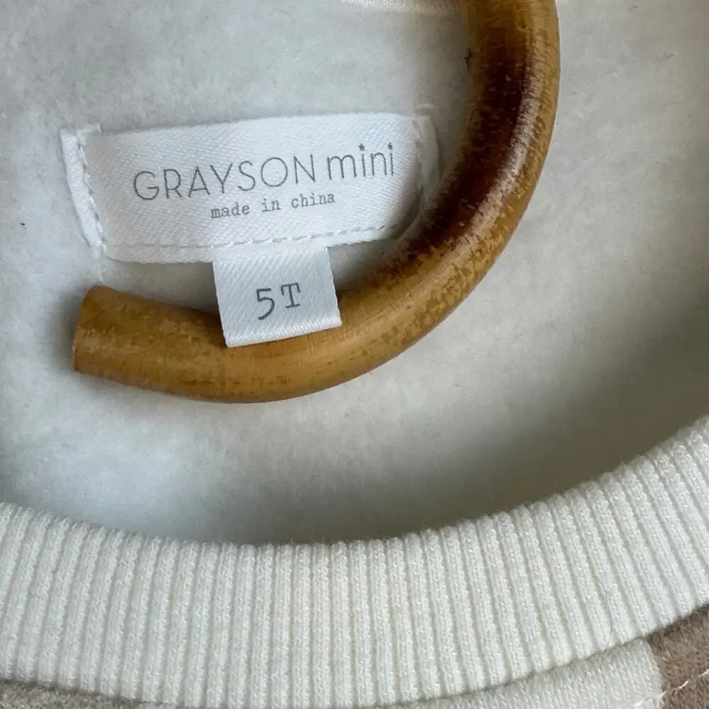 Grayson Mini Checkered Brown and White Sweatshirt size 5T